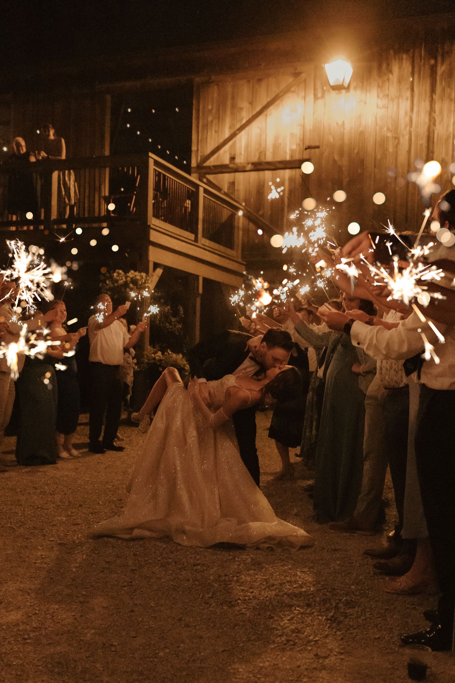 Sparkler wedding exit photos