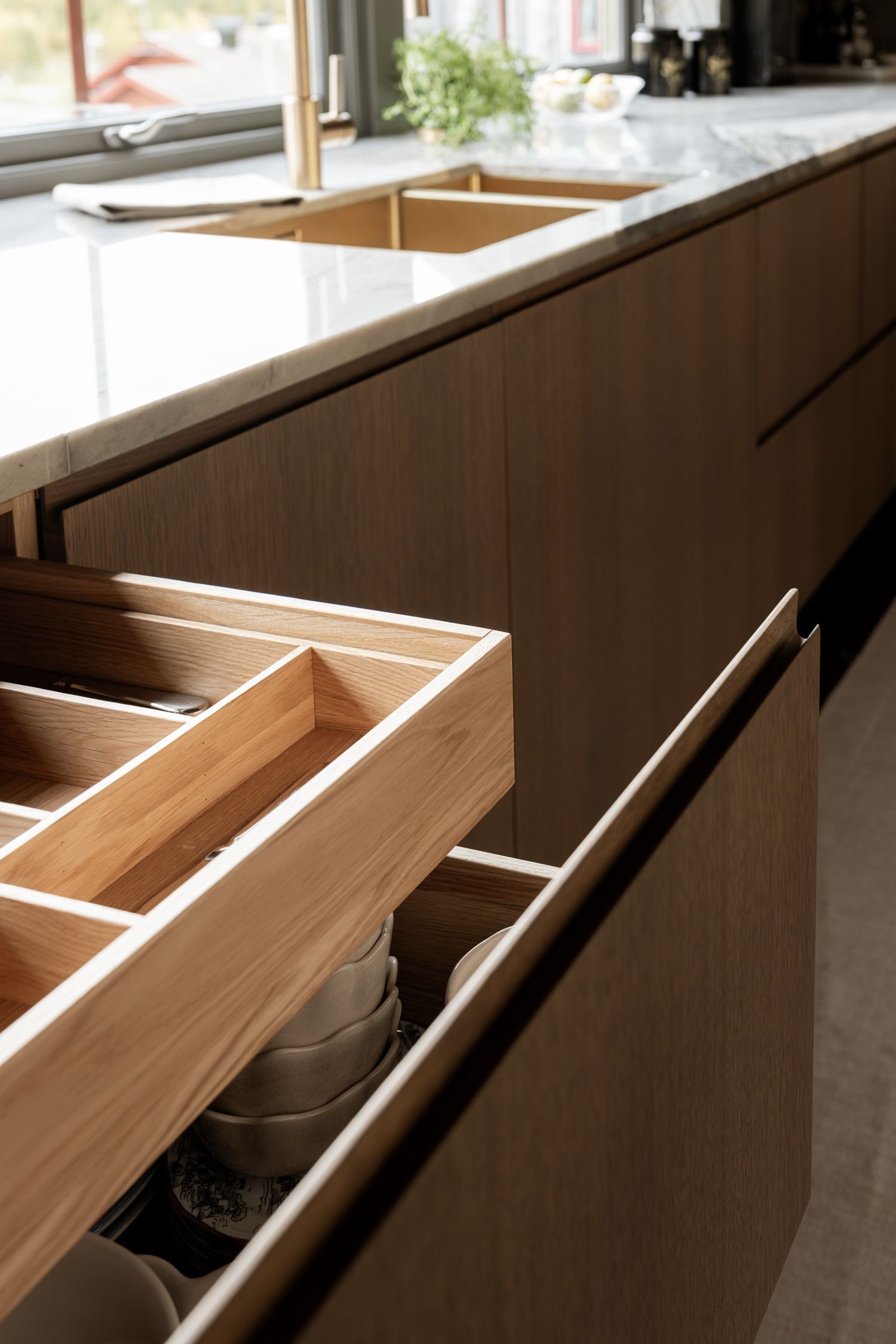 Open timber kitchen drawer