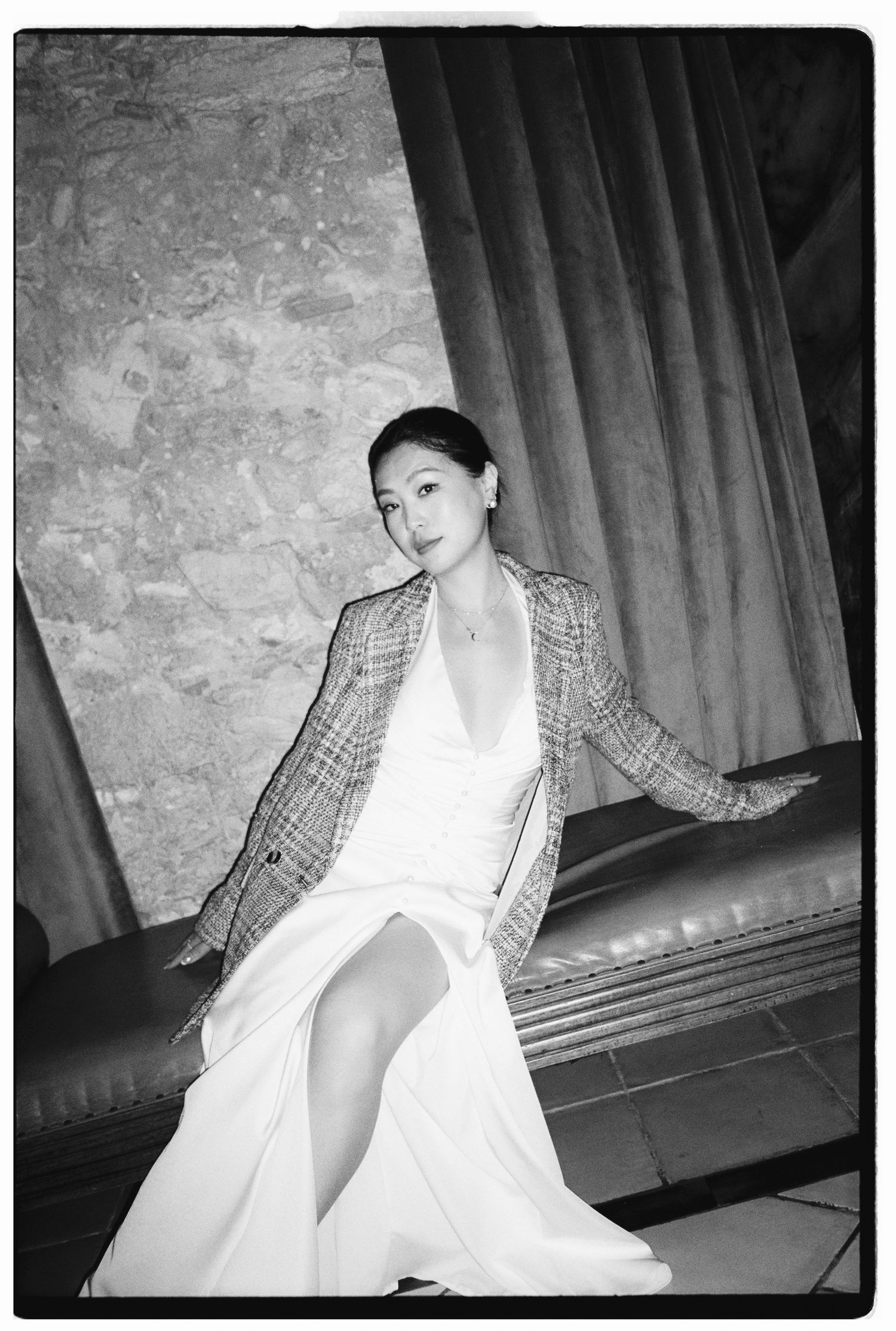 Bride after party portraits black and white shot on Film camera