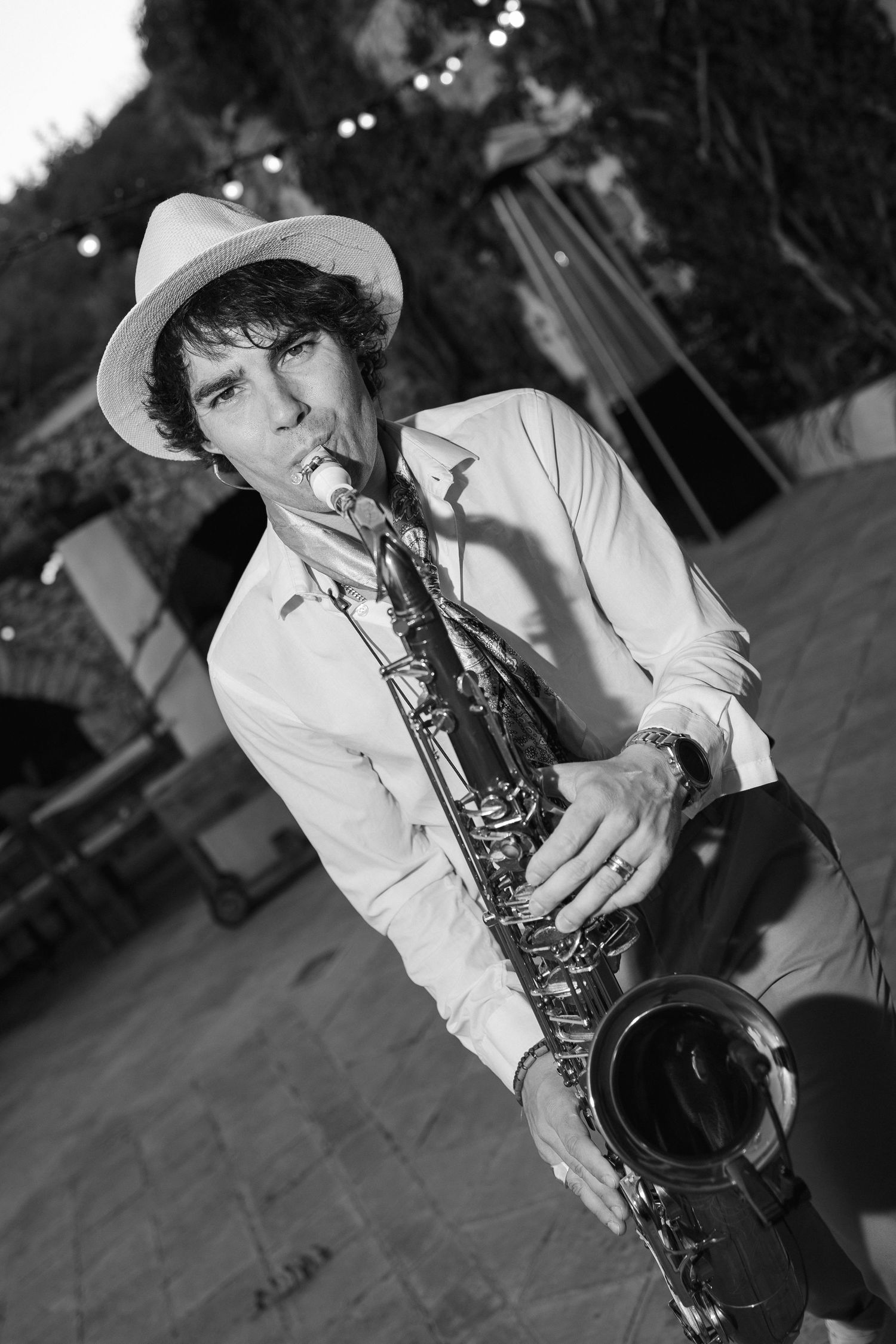 Live music at a wedding in Spain. Saxo playing