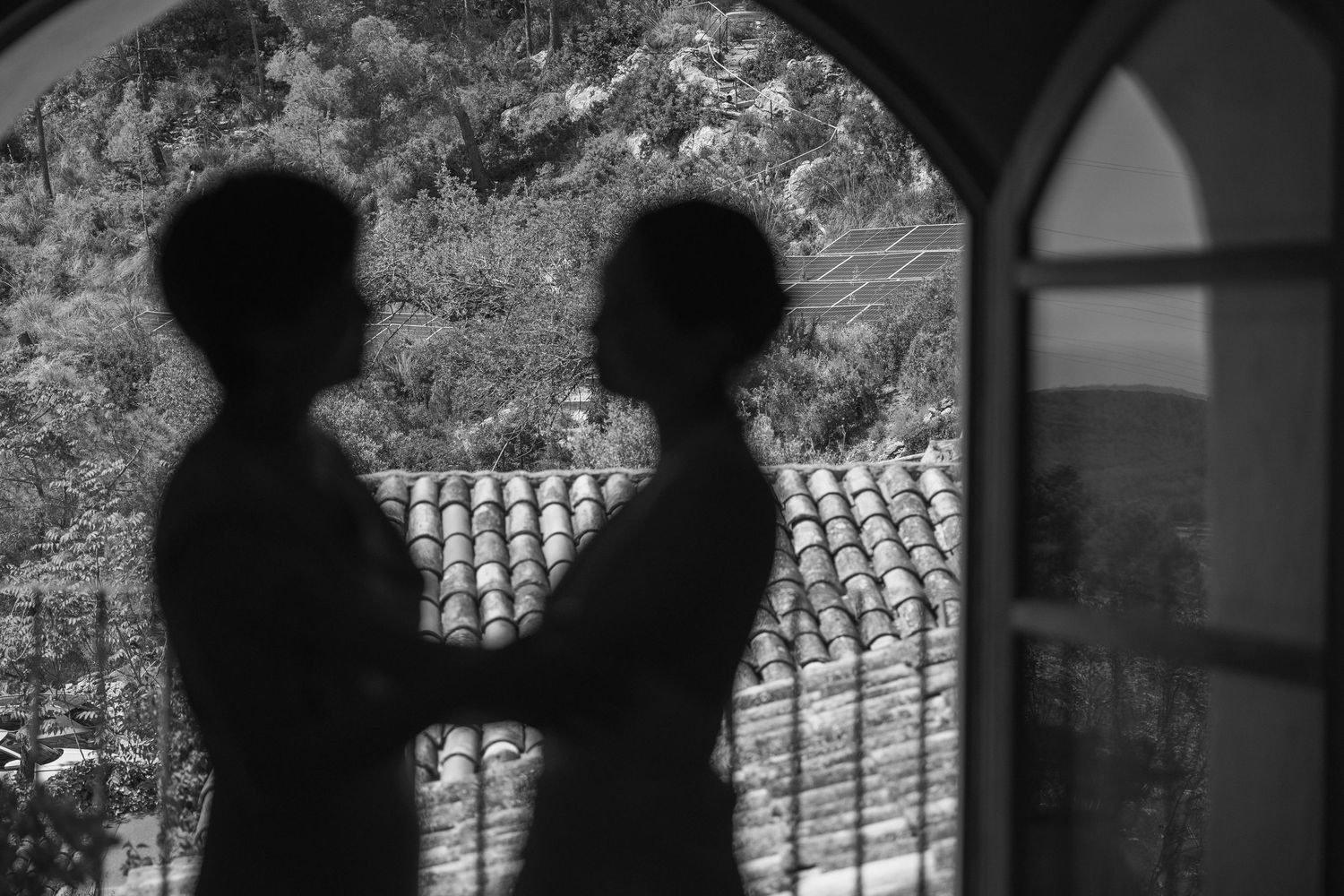 Bride getting ready with her mother
