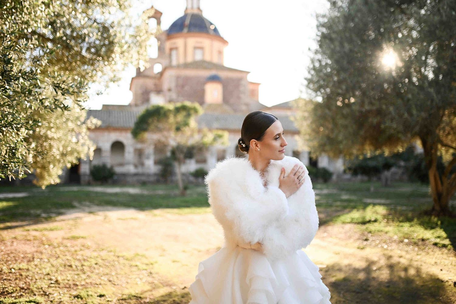 Full bridal look at La Cartoixa d'Ara Christi. Featuring professional wedding makeup and hair styling for a luxury Valencia wedding