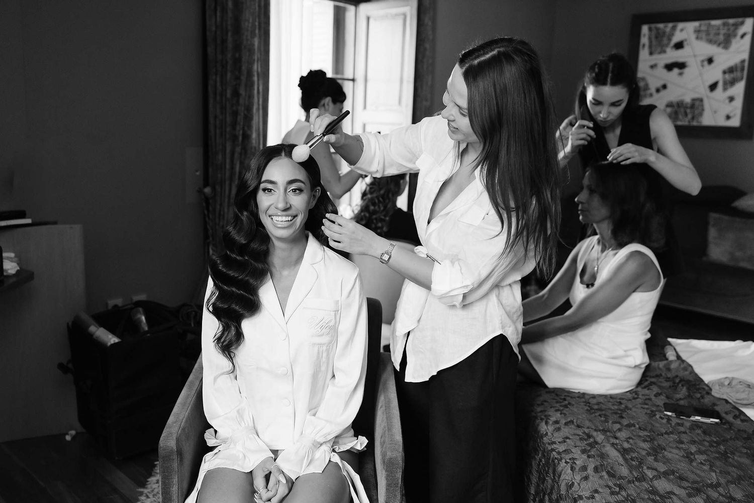 Professional bridal makeup and hair styling Anastasia Larionova in Barcelona. Wedding beauty design for a luxury destination celebration.