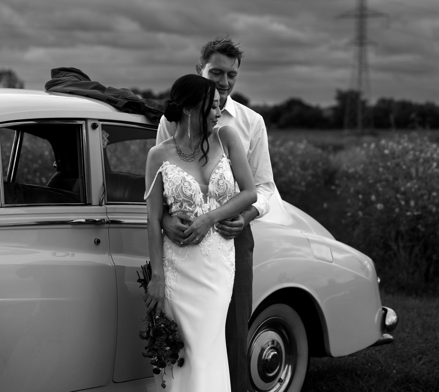 Black and White Wedding day photo