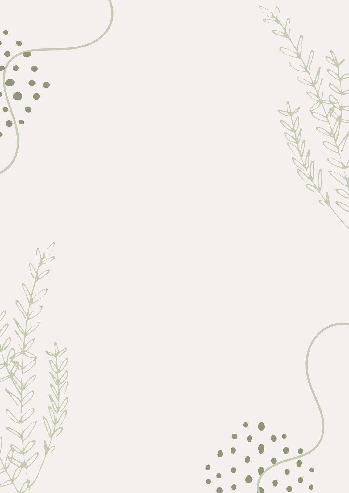 Delicate botanical line art pattern with dots and leaves in soft green hues.