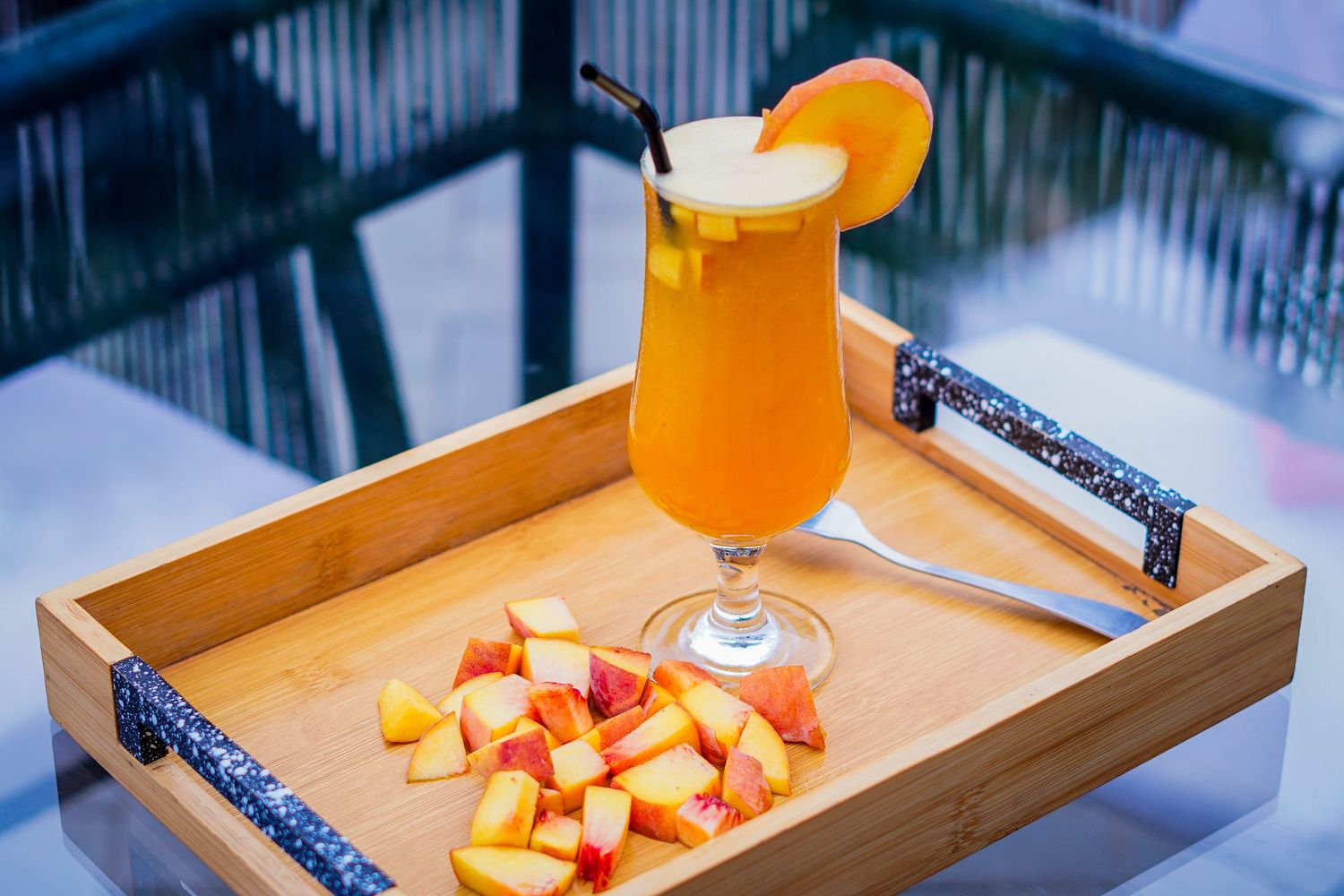 Fresh peach juice.
