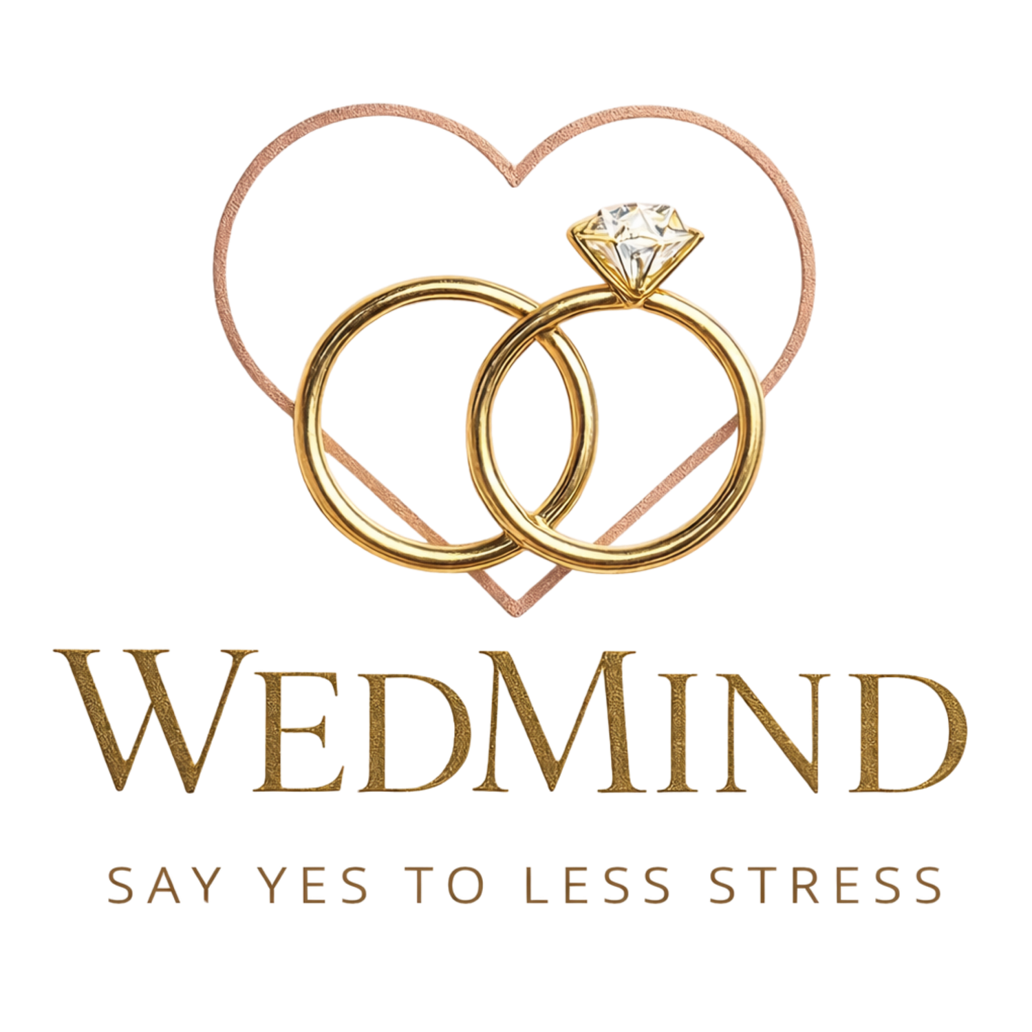 Wedding brand logos featuring interlocked rings and heart designs.