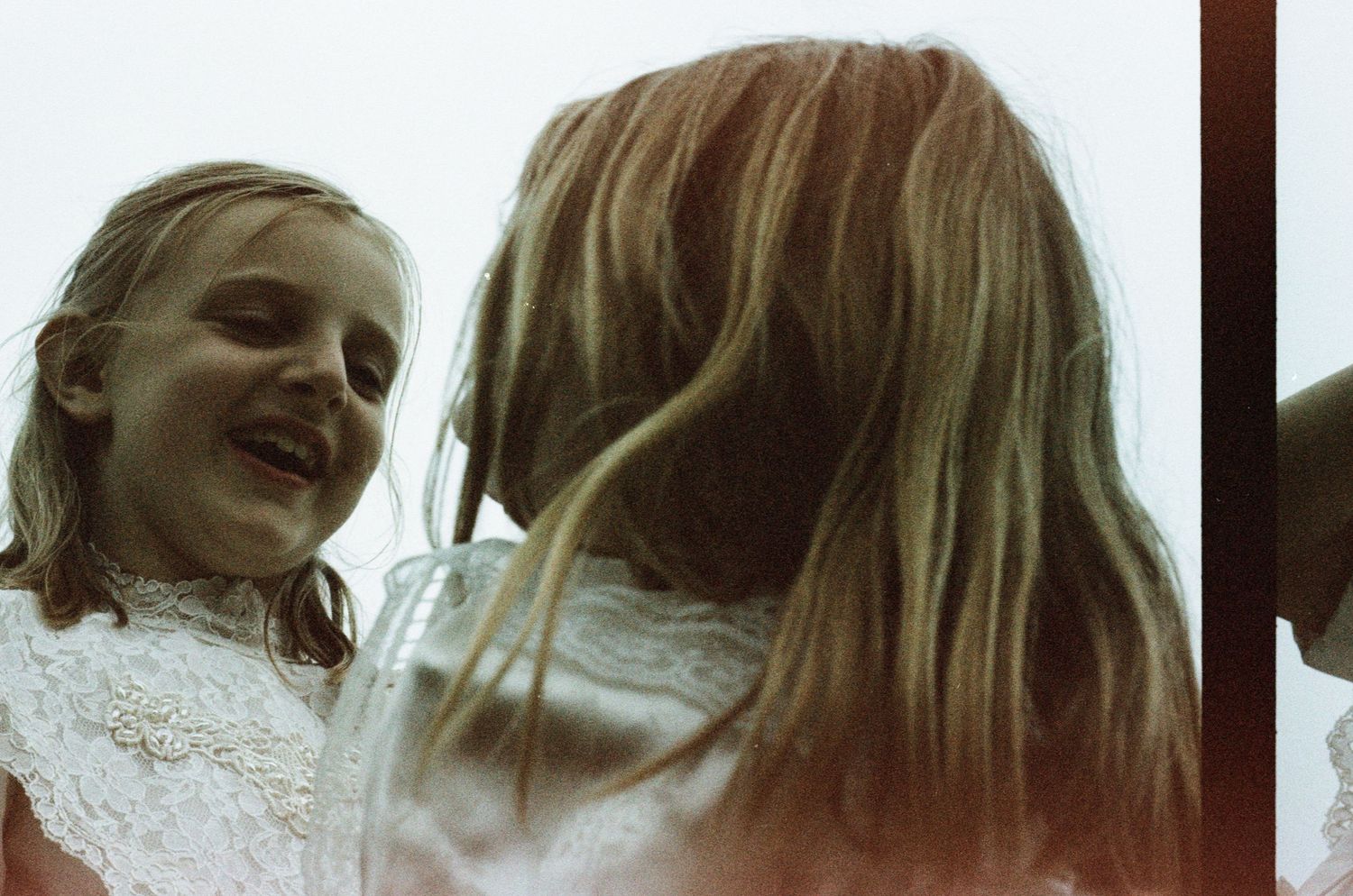 girls giggling, vintage film, vintage dresses, north shore massachusetts