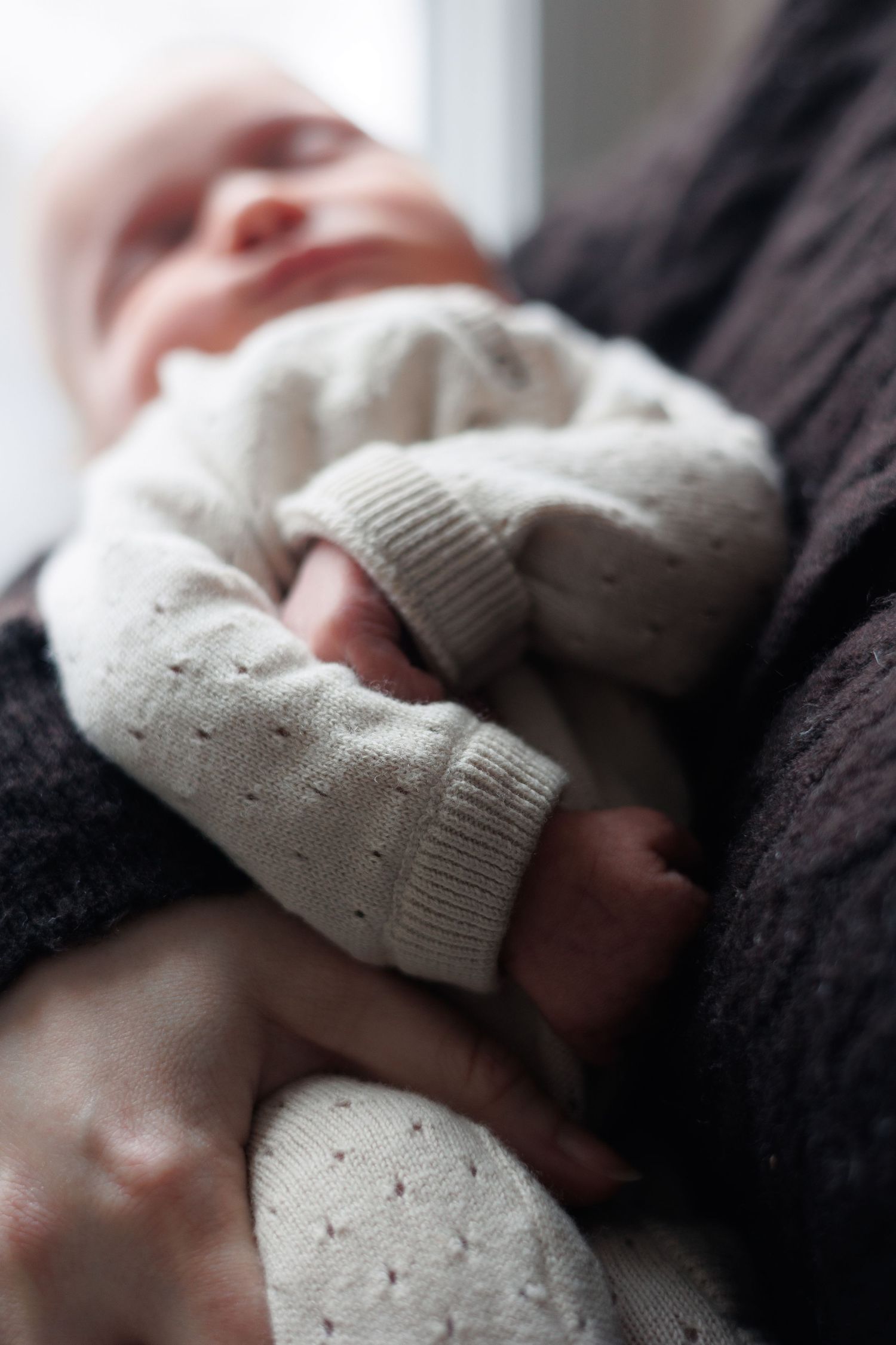 newborn close up, sleeping baby, light streaming in, north shore massachusetts