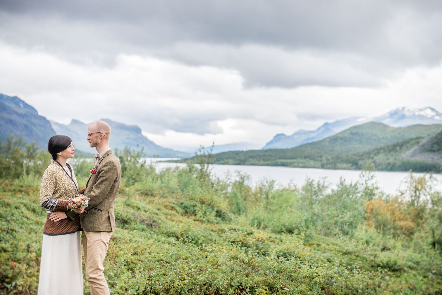 Scenic mountain vista with rolling hills provides dramatic wedding photography backdrop.