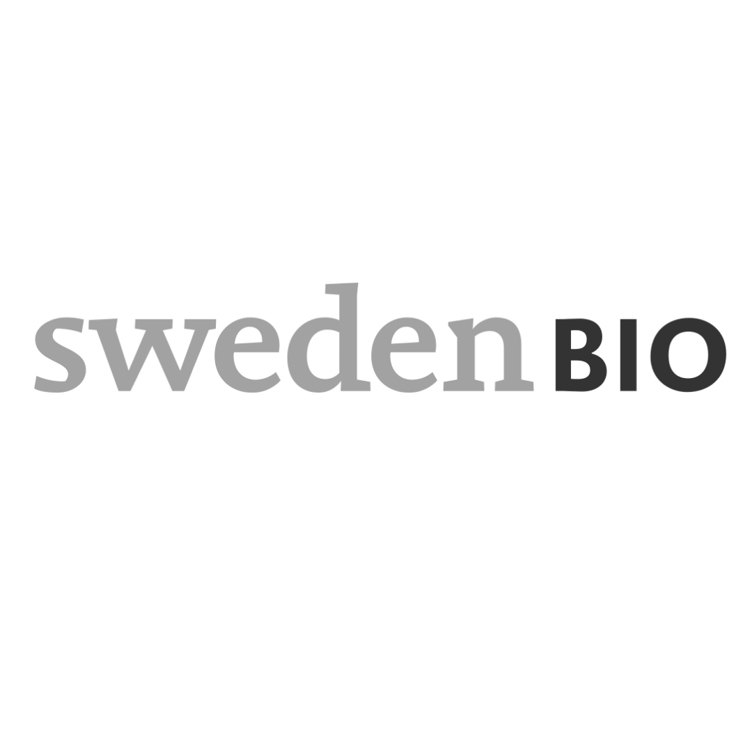The Sweden Bio logo in gray text with 'sweden' in light gray and 'BIO' in darker gray on a white background.