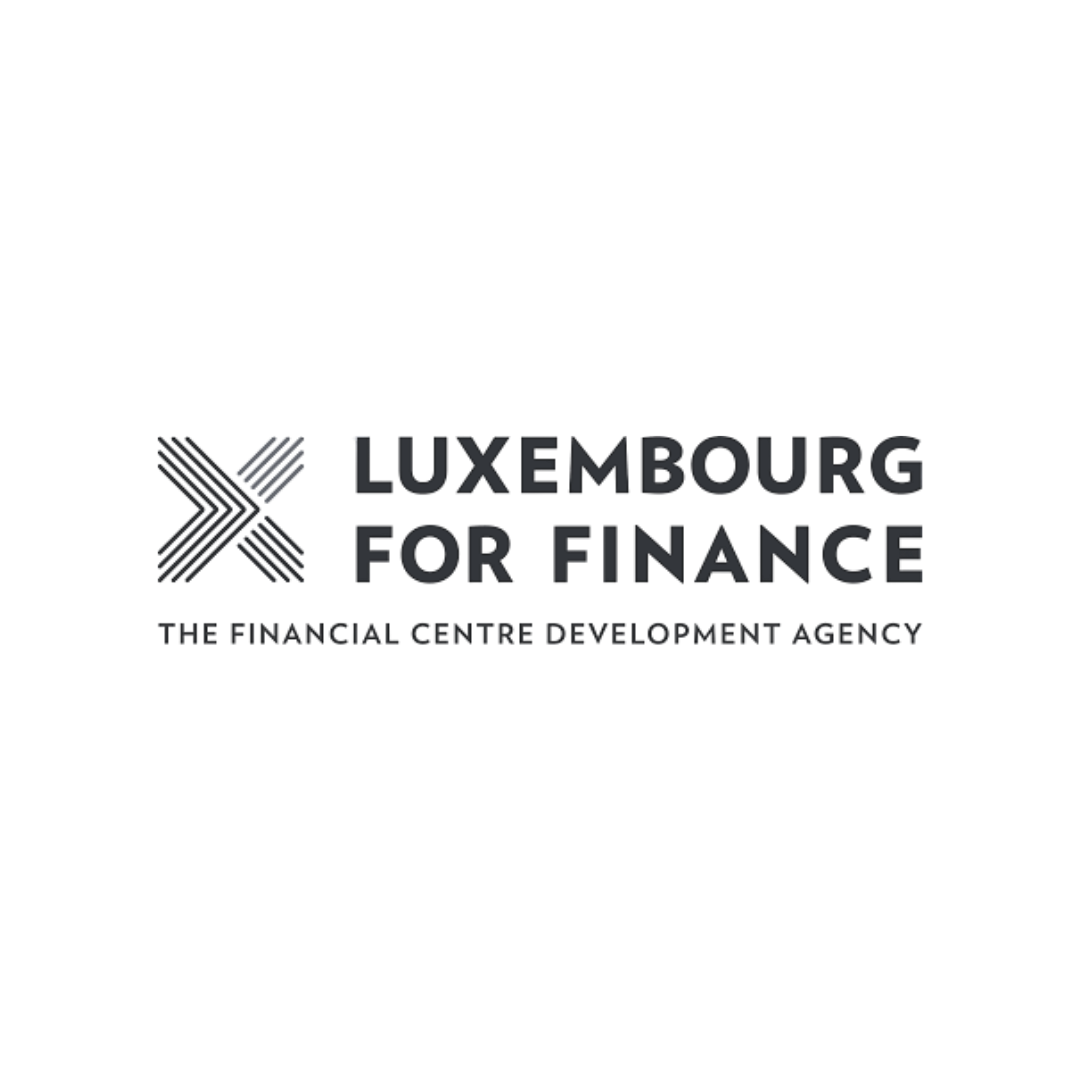 Luxembourg for Finance logo with modern geometric design elements.