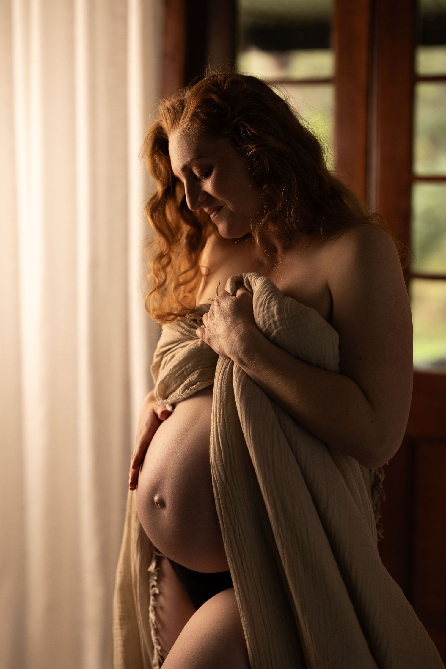 Cinematic motherhood maternity photography in the Perth hills glen forrest studio