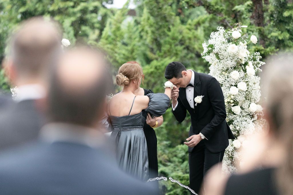 Wedding ceremony at Hotel Domestique Courtyard with Fountain