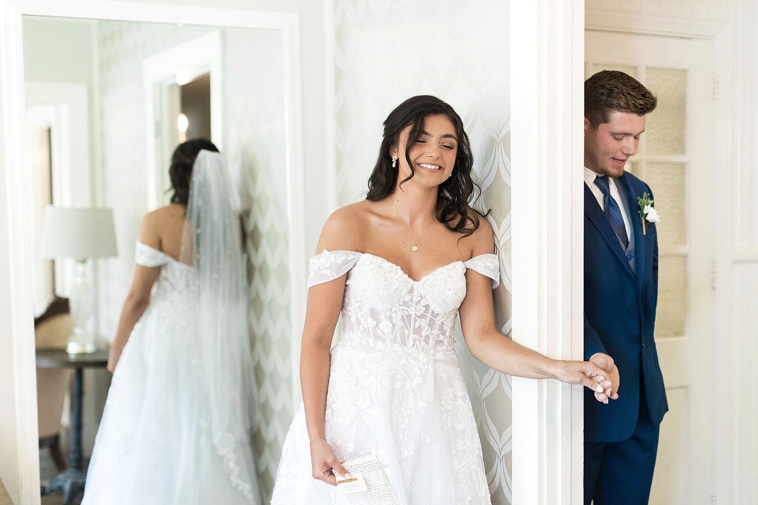 First touch wedding photos at the Chapel at Mountain Springs by Hannah Lockaby, Greenville SC Wedding Photographer