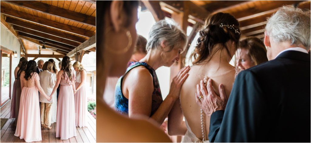 Intimate wedding preparation moments captured in warm indoor lighting.
