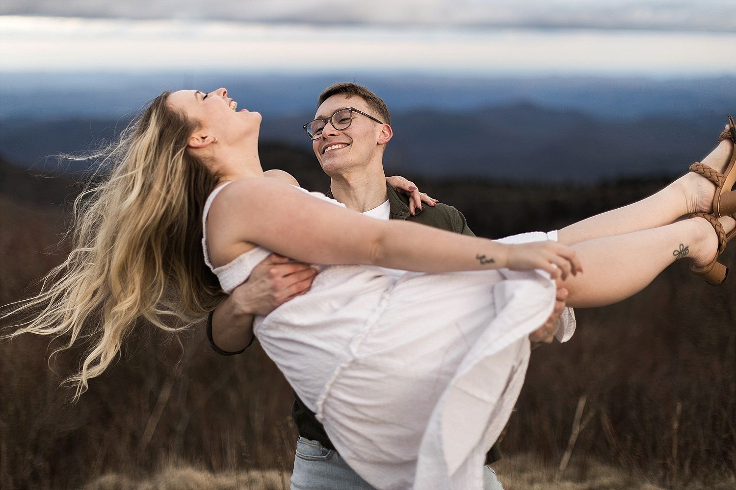 Engagement photos at Black Balsam Knob on the Blue Ridge Parkway