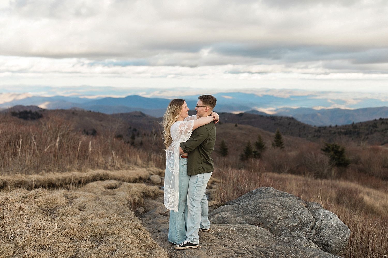 Engagement photos at Black Balsam Knob on the Blue Ridge Parkway
