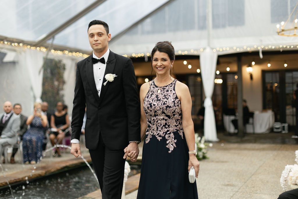Wedding ceremony at Hotel Domestique Courtyard with Fountain