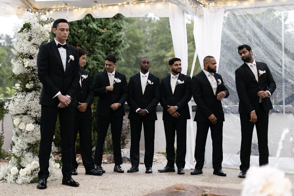 Wedding ceremony at Hotel Domestique Courtyard with Fountain