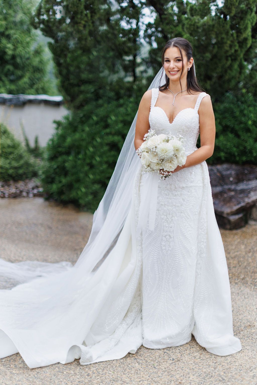 Bridal portrait at hotel domestique courtyard