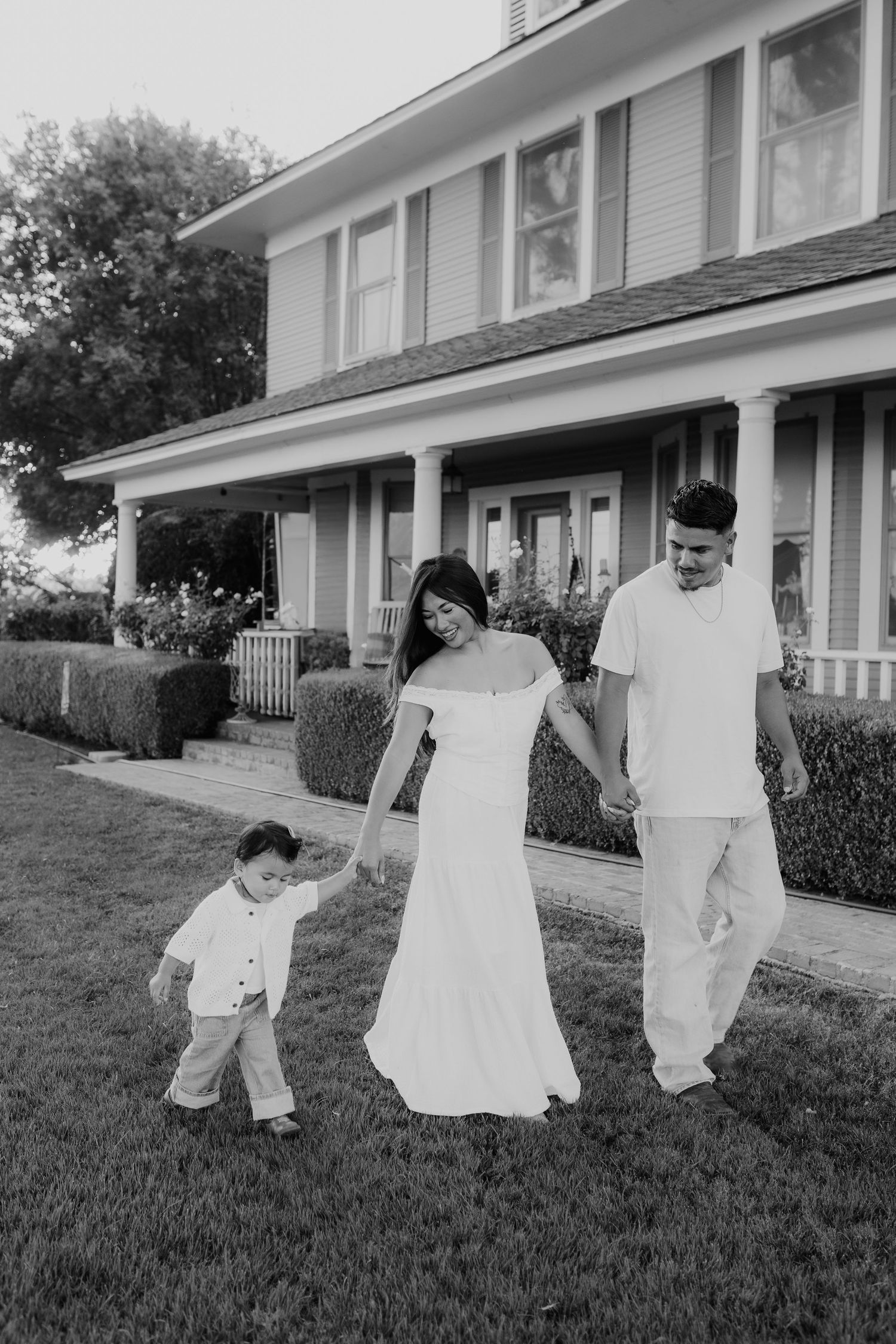 black and white family pictures charm house hanford California