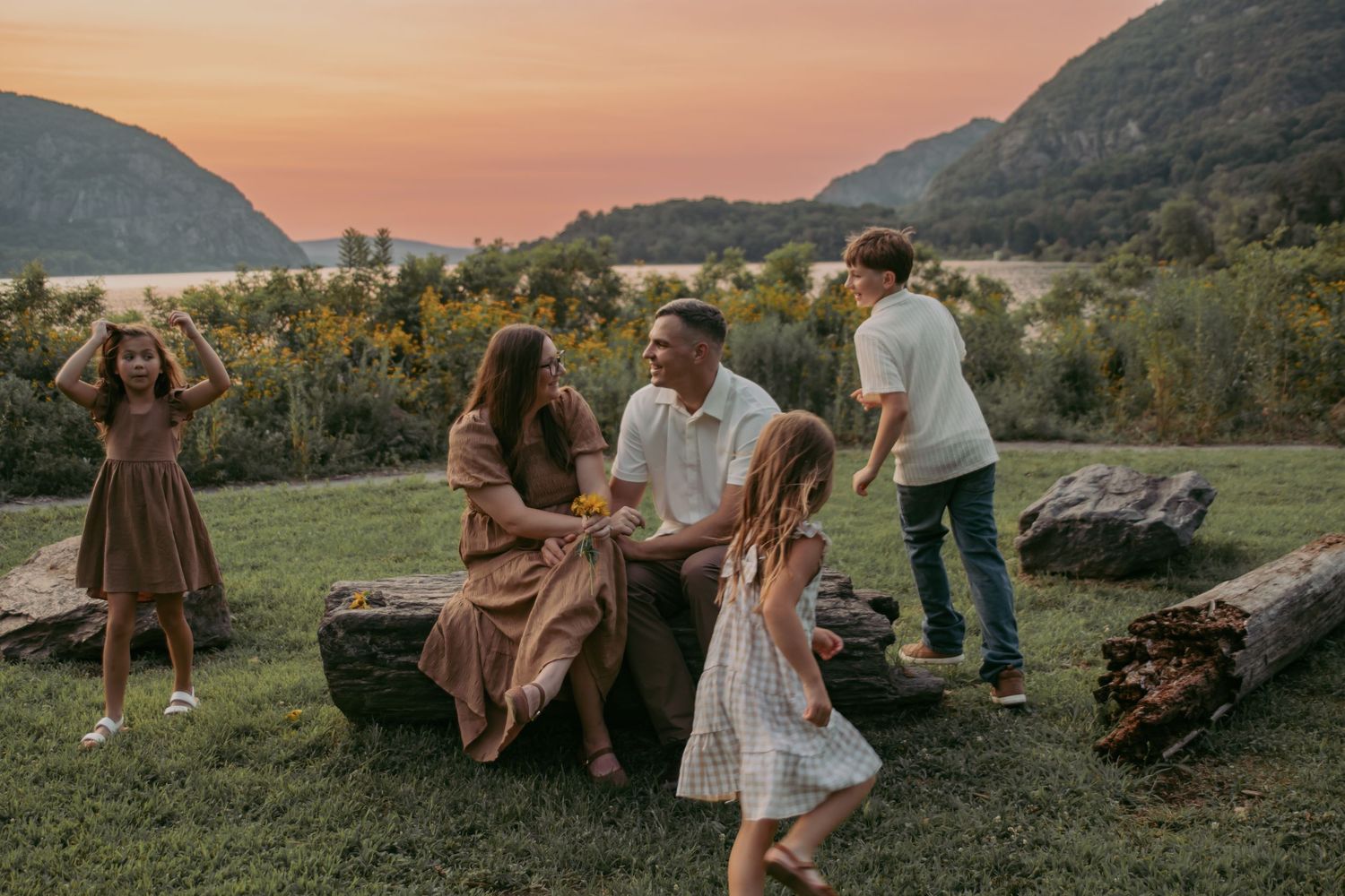 Sunset couple portrait at Hudson Valley park, featuring warm, candid storytelling. Captured by Nichole JG Photography in Hudson Valley