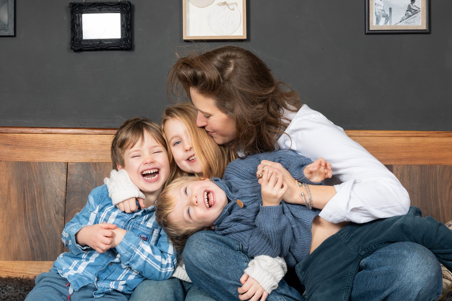 Natural family portrait photographed at home