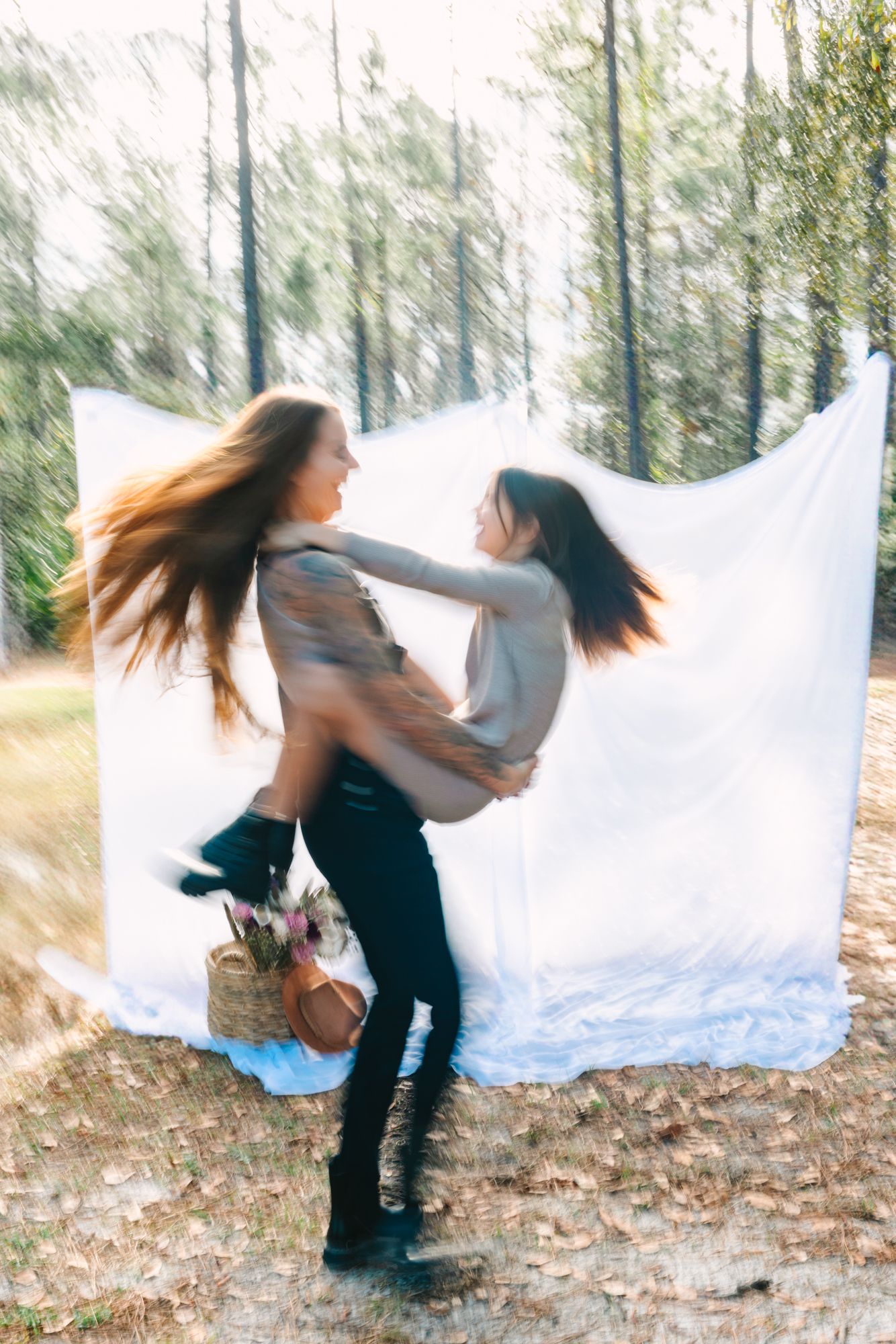 mom and daughter playing