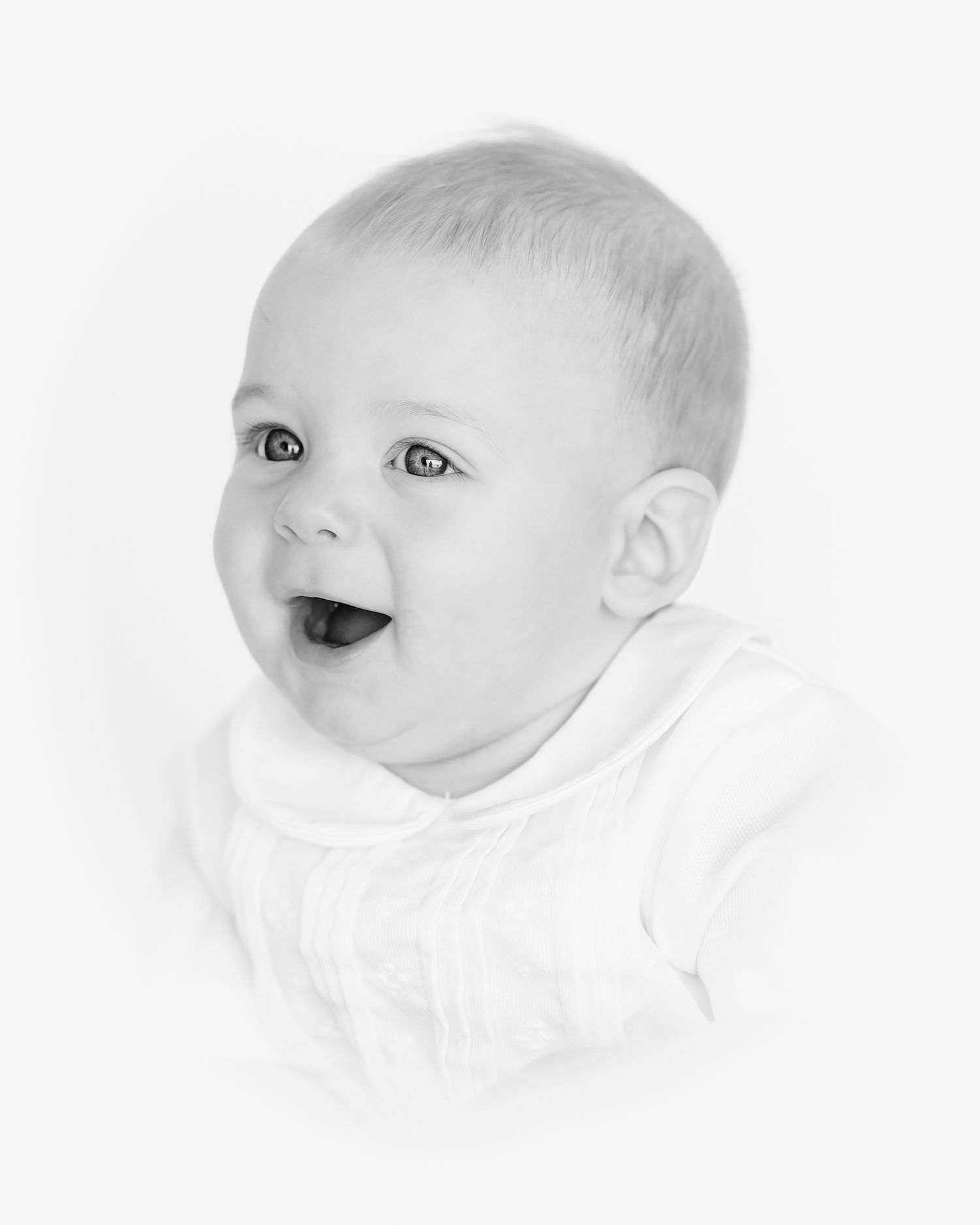 baby boy heirloom portrait in black and white