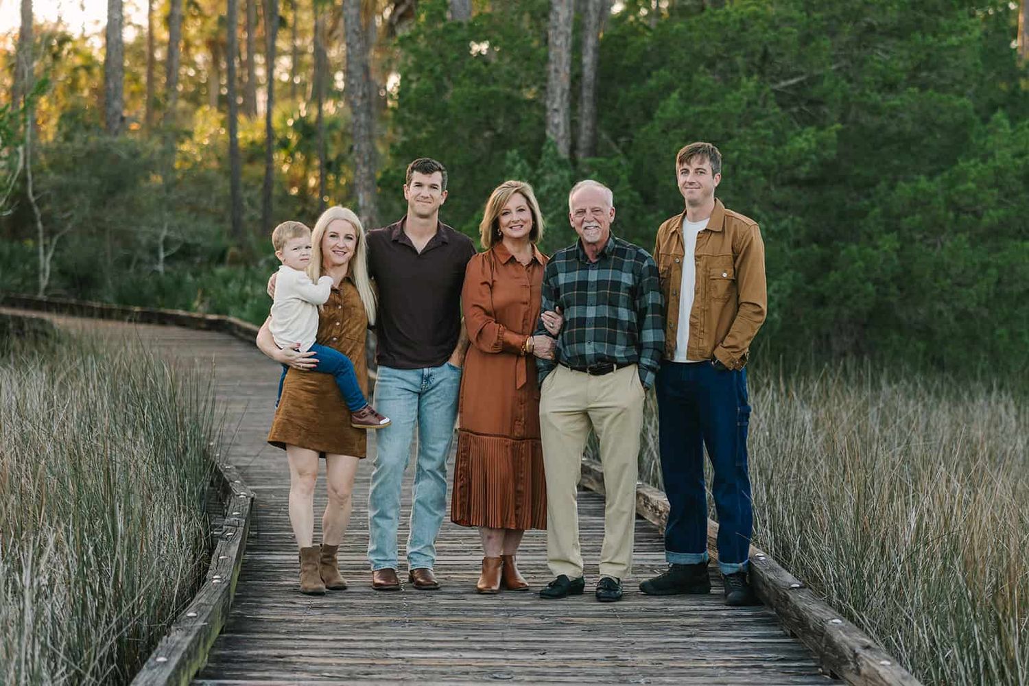 small extended family on the boardwalk
