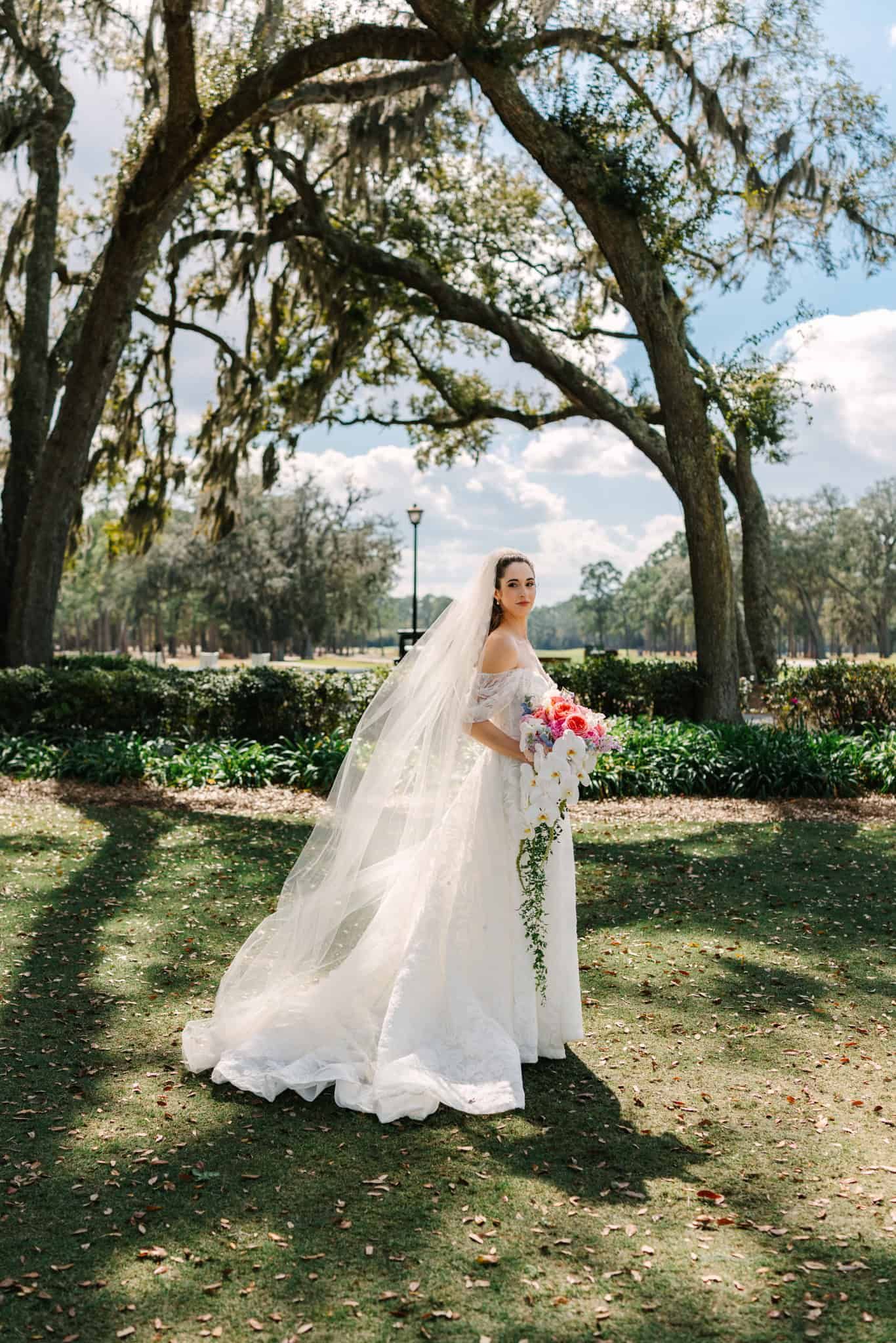 bride standing in front of timuquana country club