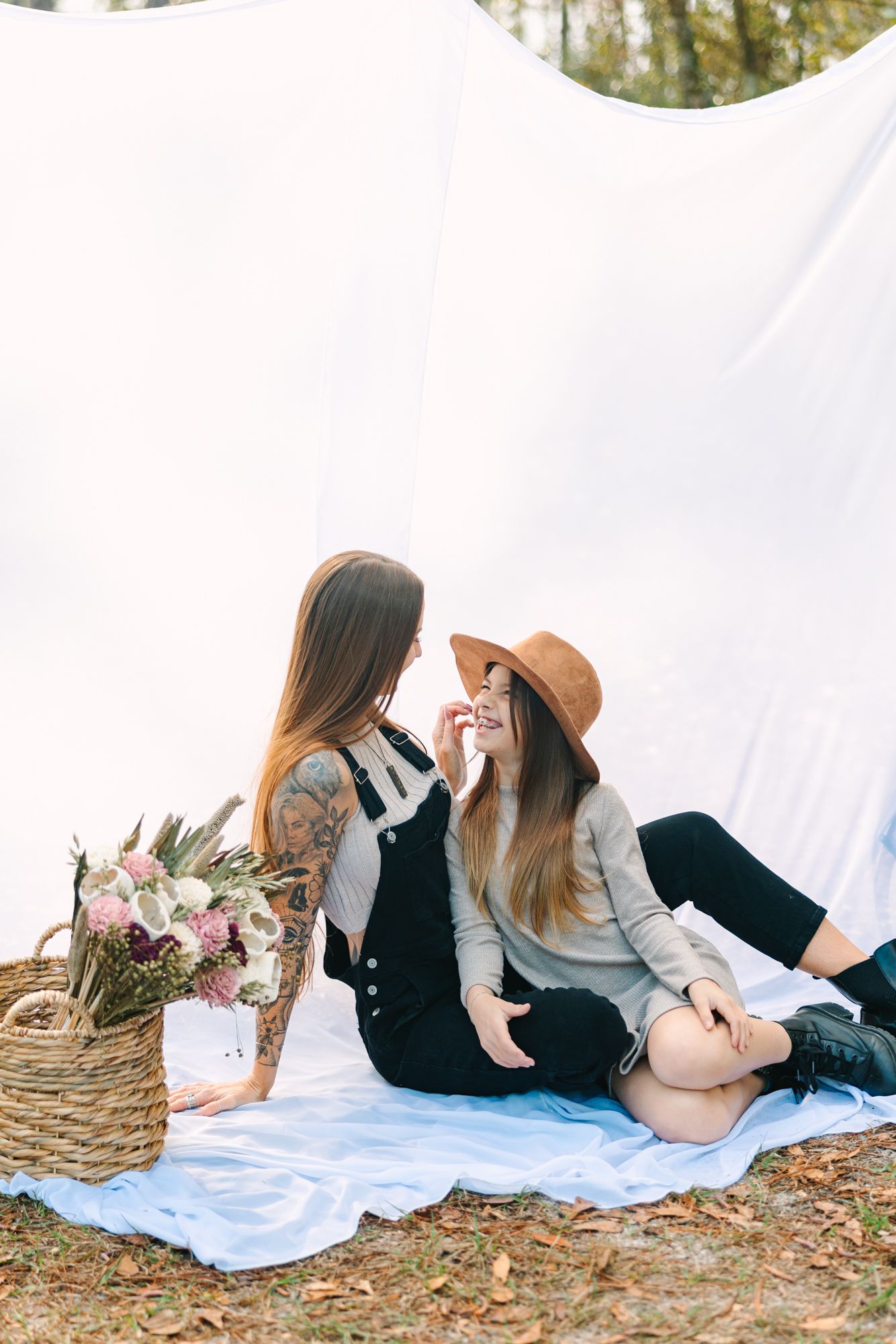 mom and daughter sitting together chatting