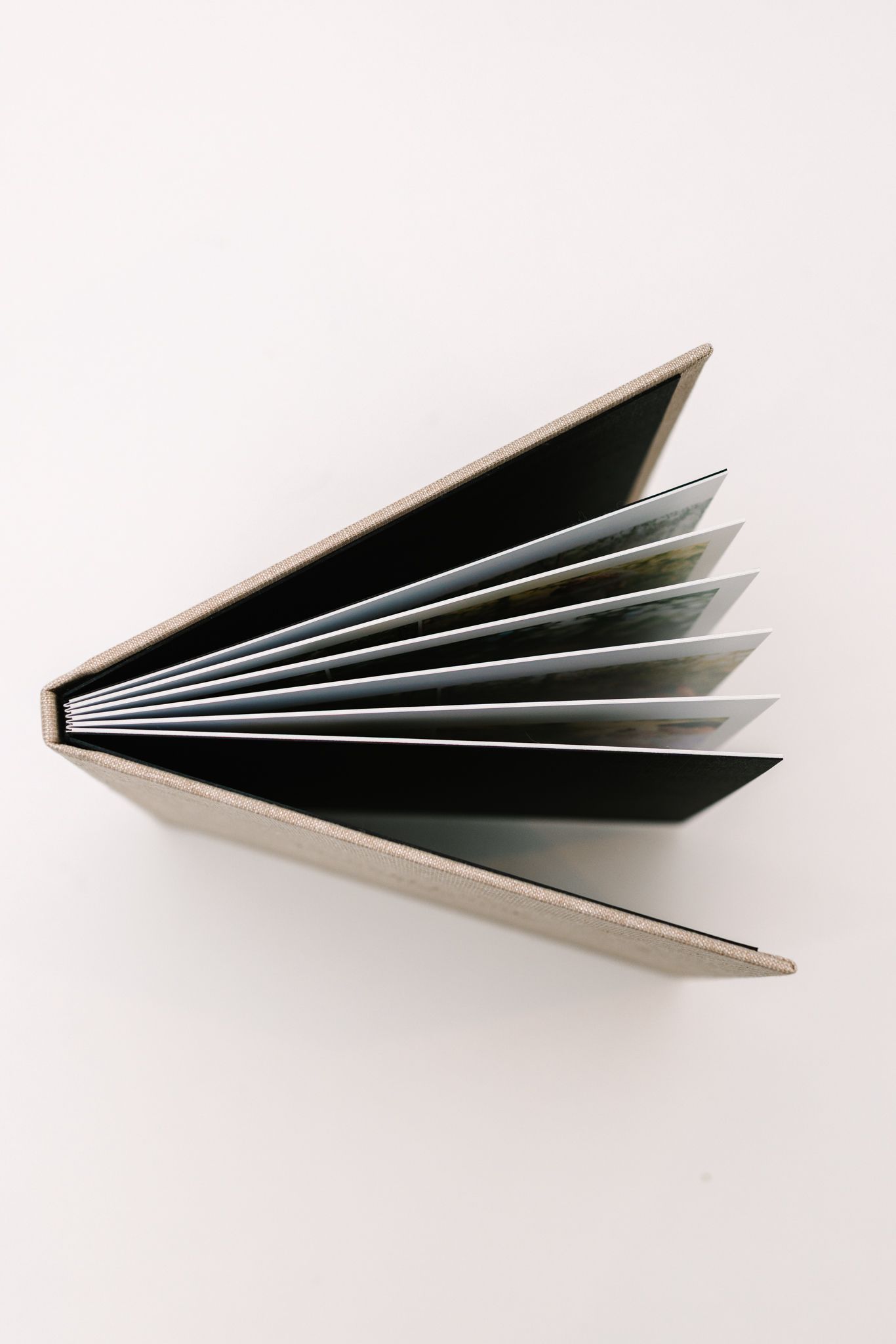 open album from above showing pages
