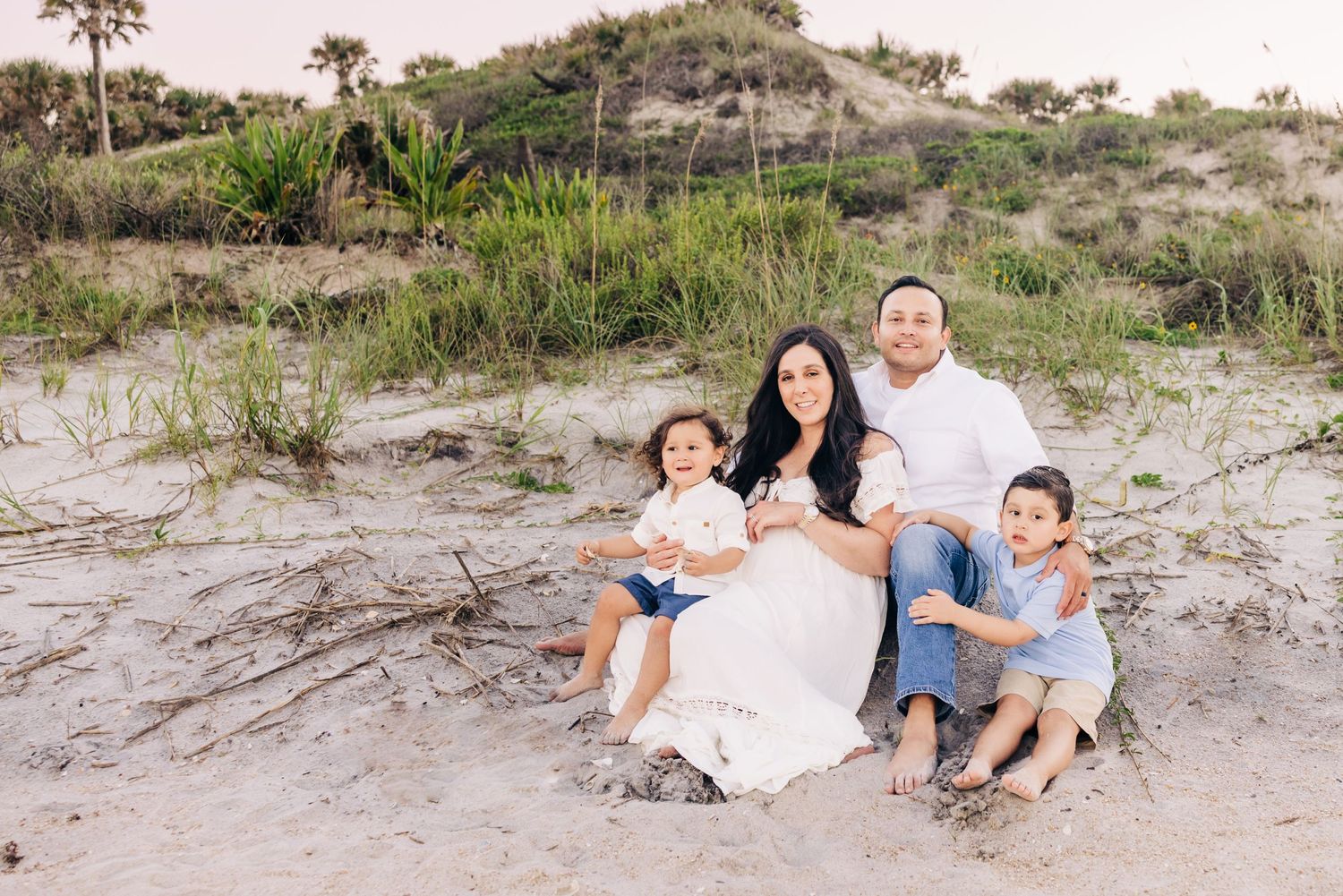 family on the beach