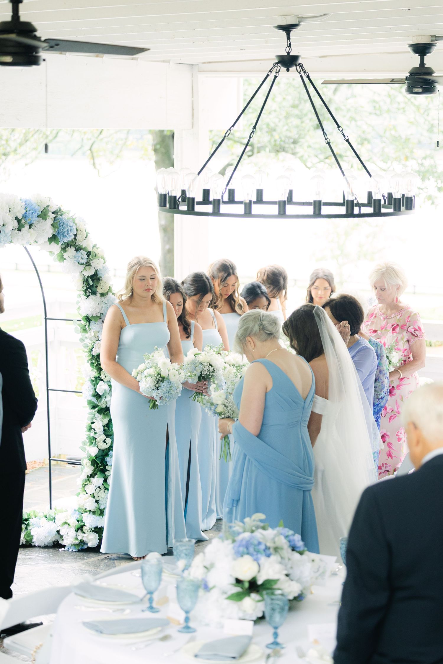 Praying at the beginning of the wedding ceremony