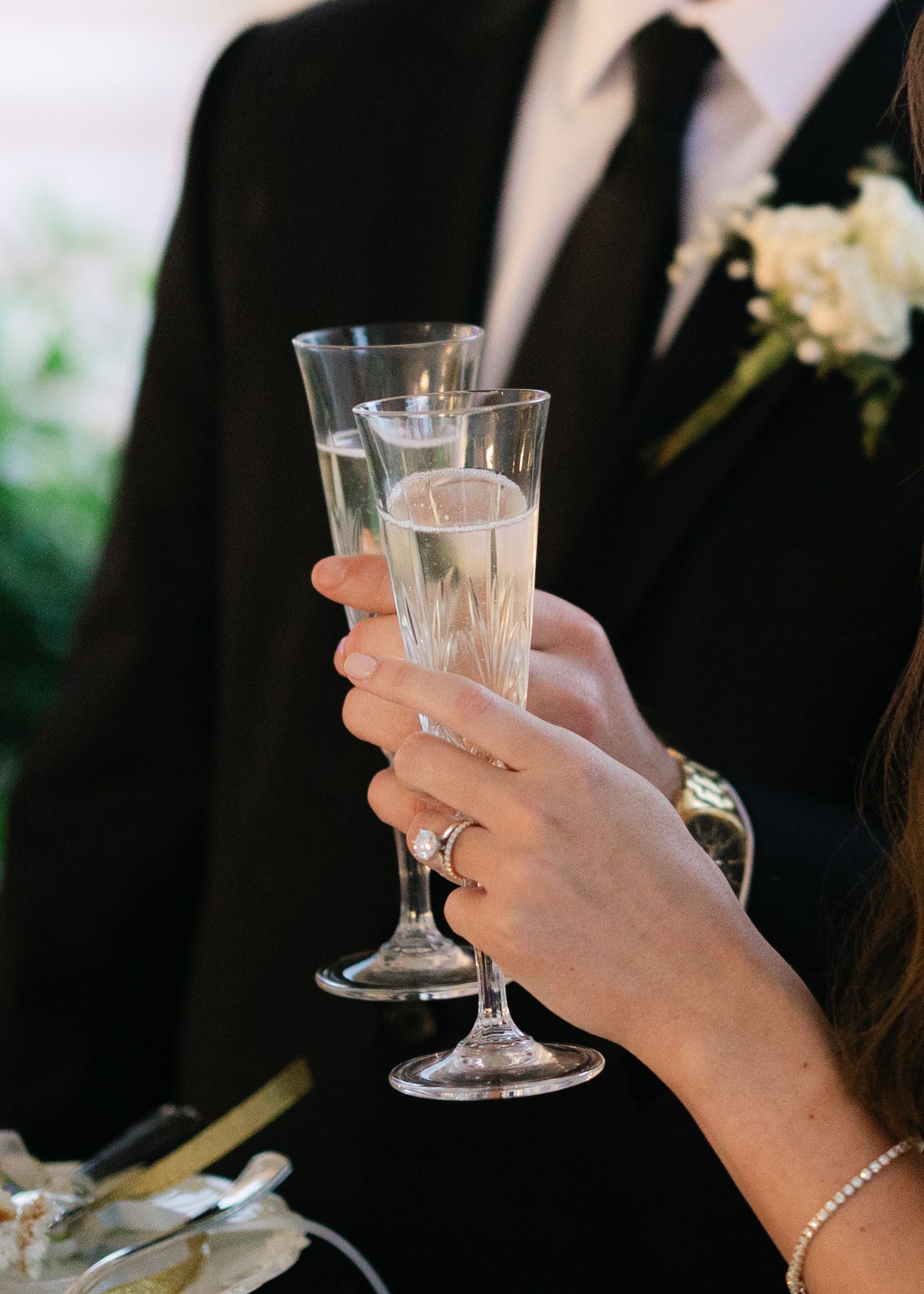Bride and groom champagne toast