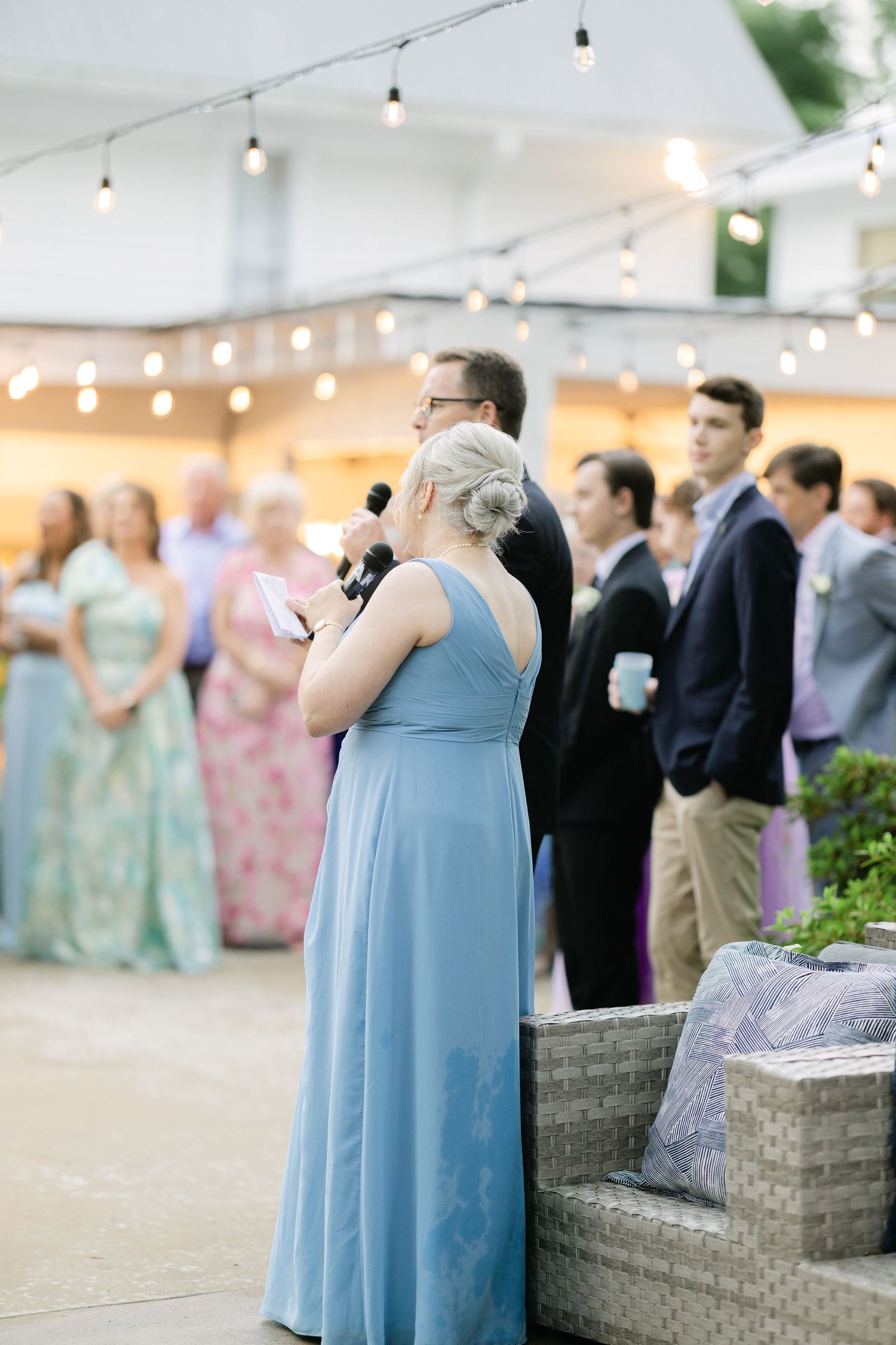Singing at wedding reception for first dance
