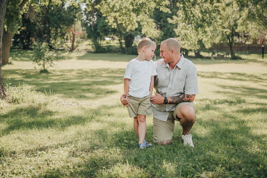 Outdoor family photography session with parents and child in Omaha, Nebraska