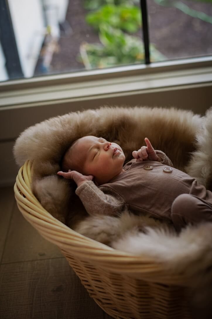 Baby boy profile picture from newborn lifestyle photography session in Omaha, Nebraska