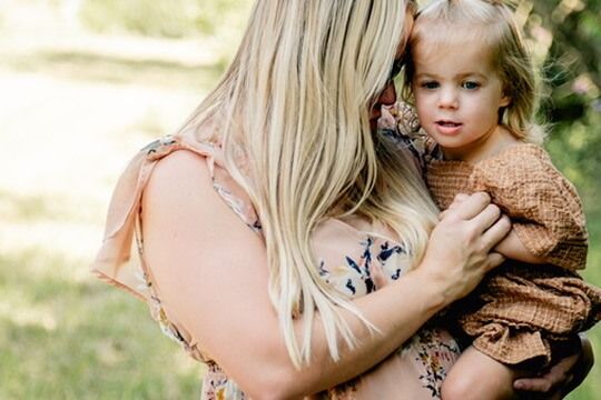 Outdoor family photography session with mother and toddler in Omaha, Nebraska
