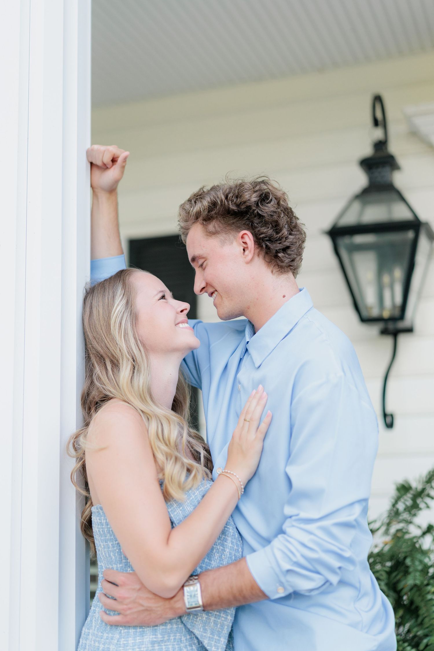 Authentic, joyful engagement portrait of a couple laughing together during an engagement session with photographer based in Valdosta, GA.