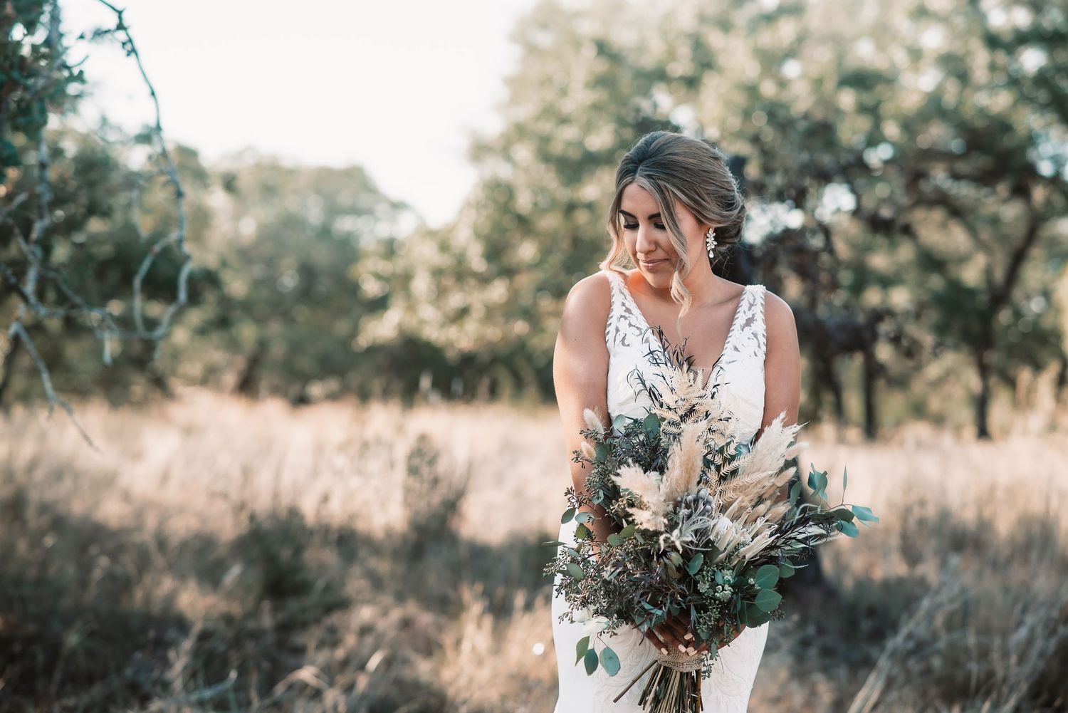 Elegant outdoor bridal image- Houston wedding photography