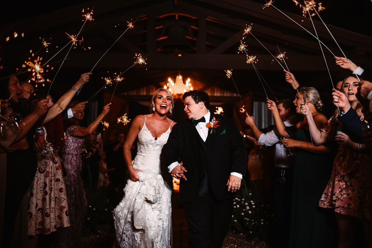 Sparkler exit- Houston wedding photography by Kara & Barb