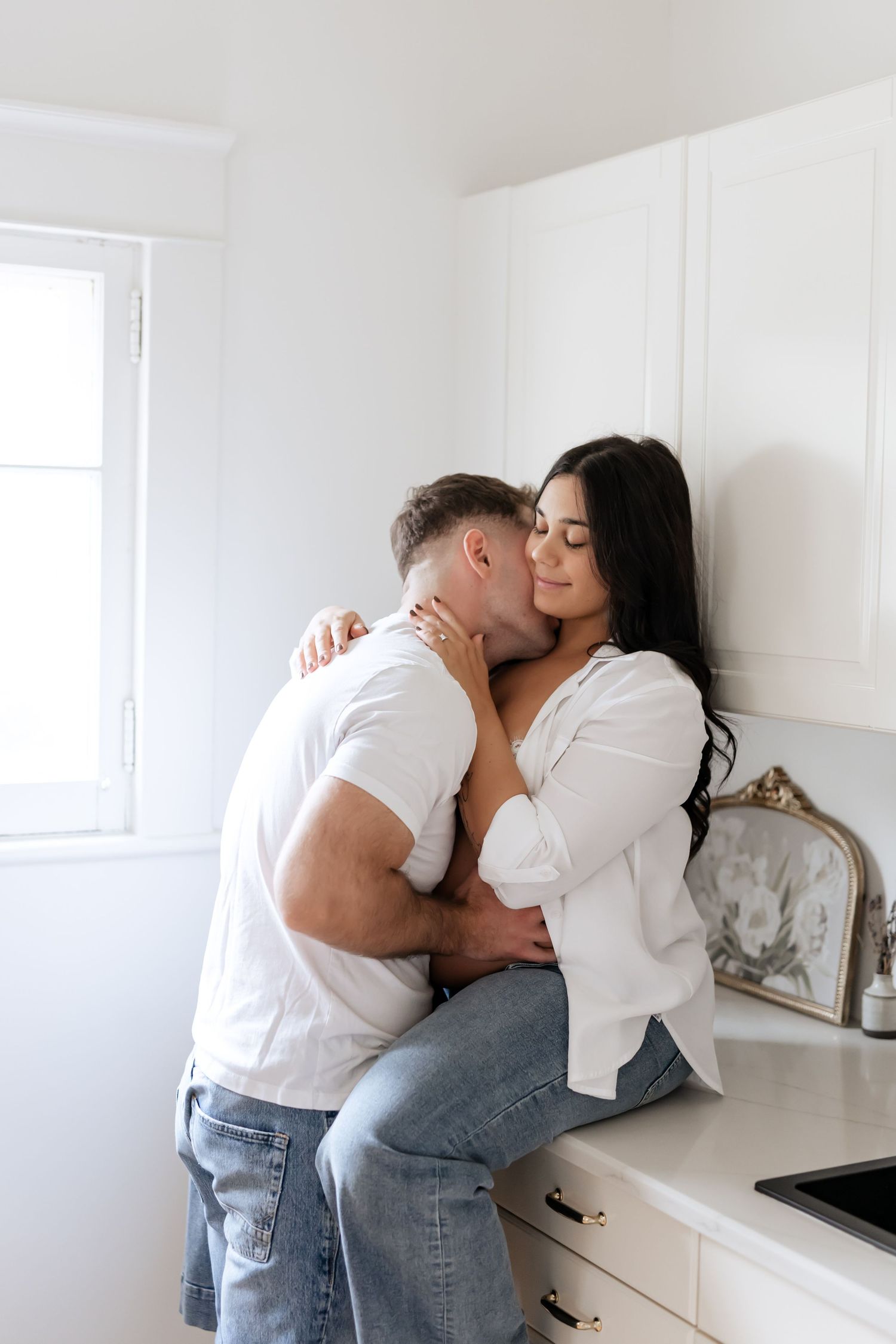 Grimsby Photographer. In studio boudoir maternity session. Bright and airy.