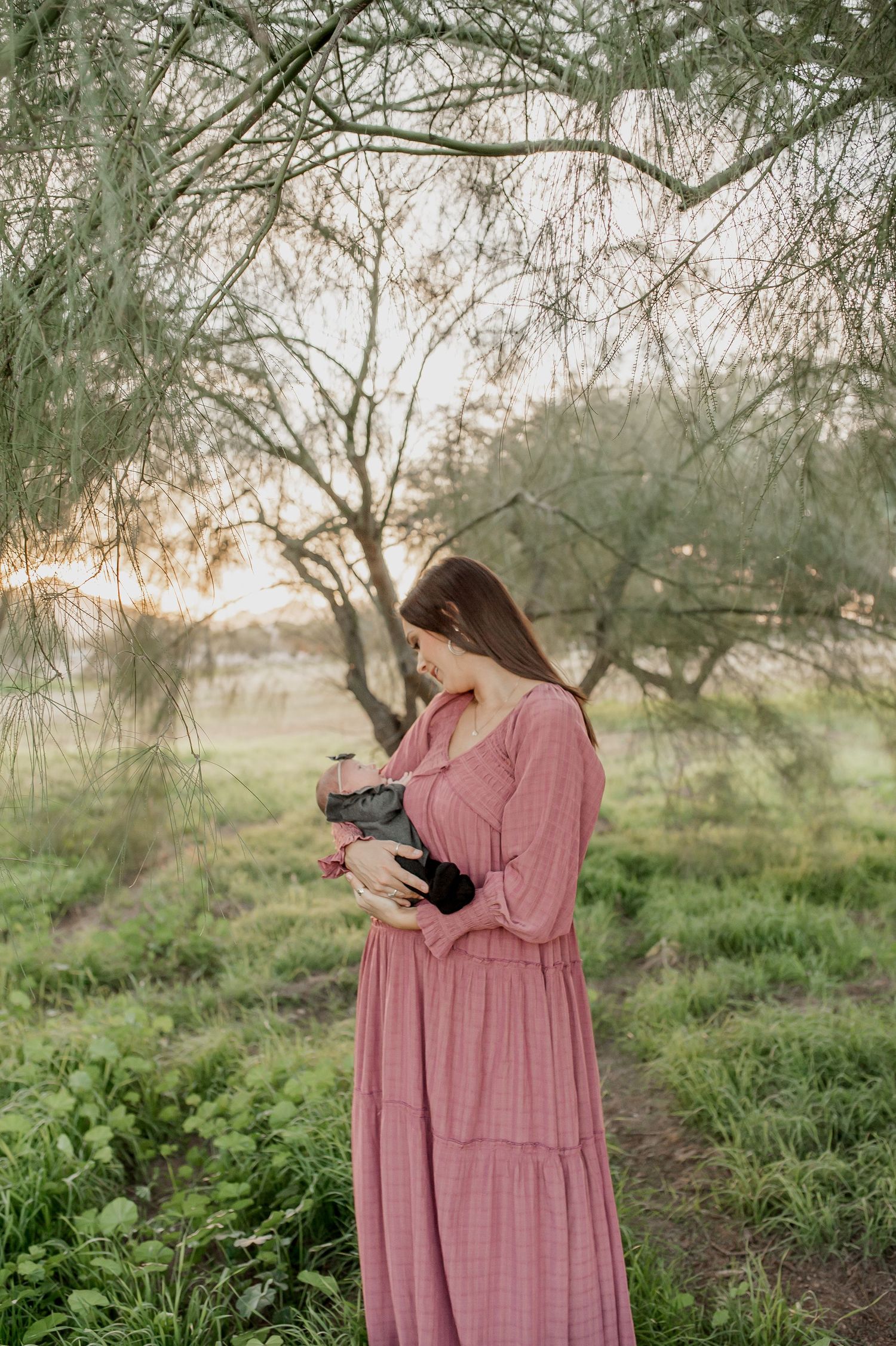 Queen Creek Arizona newborn outdoor photographer at sunset