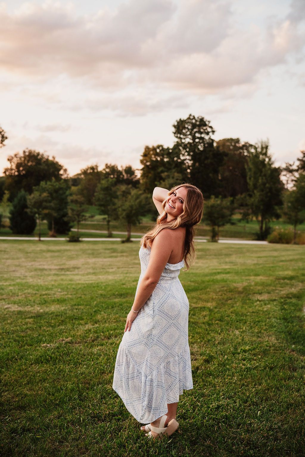 Golden hour senior photos at wildflower field near Canton and Ann Arbor Michigan