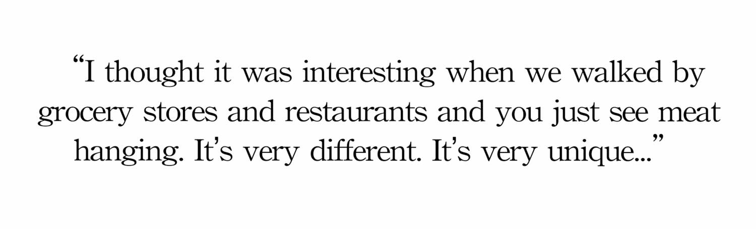 Three text snippets from a document or article discussing grocery stores and restaurants.