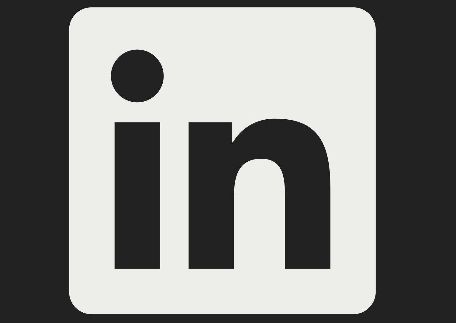 A black and white LinkedIn logo icon on a dark background.