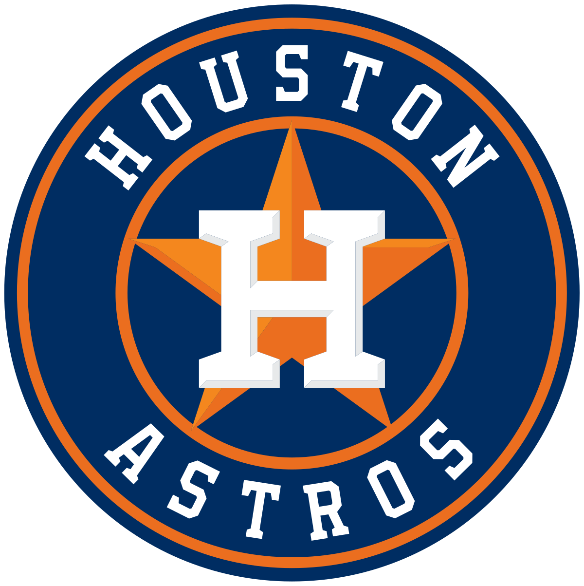 Official Houston Astros baseball team logo featuring navy blue and orange colors with a star design.